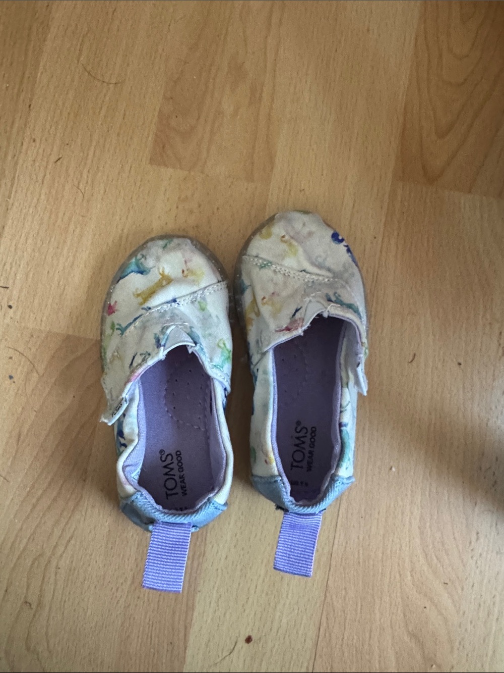 Toms Kids Slip-On Unicorn Print Shoes in Purple and Pastel Multicolor